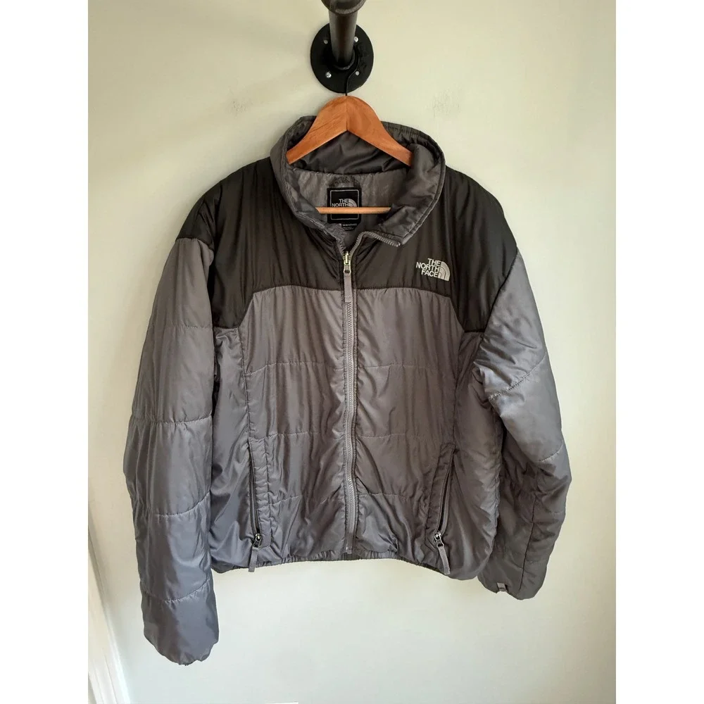 The North Face Mens Grey Black Two Tone Quilted Puffer Jacket Size Large L/G